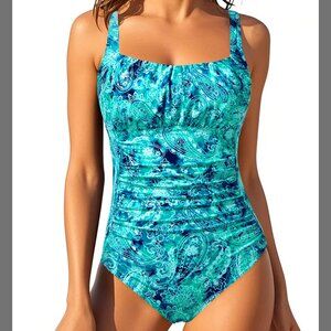 Aqua Eve One Piece Bathing Suit for Women Tummy Control Swimsuit Slimming Vintag